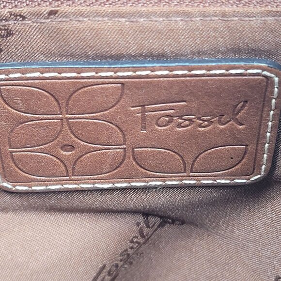 VTG Fossil Executive Women's Brown Leather Tote Shoulder Bag - Picture 10 of 12